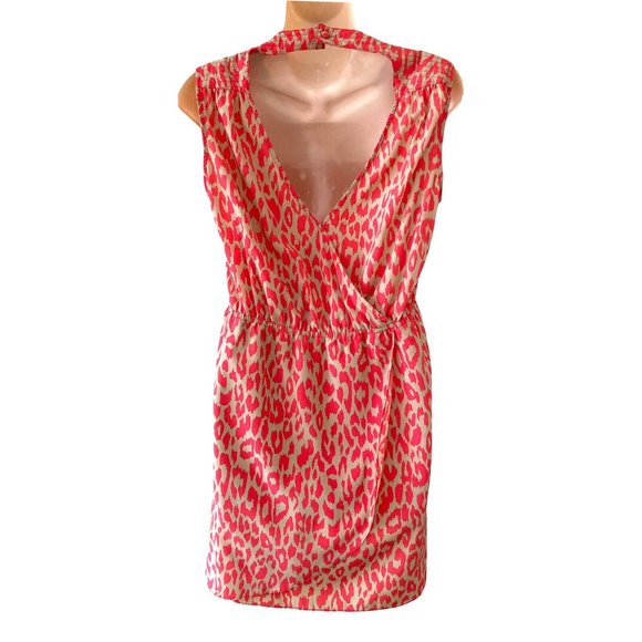 Romeo & Juliet Tan & Coral Sleeveless Tunic Top V-Neck V-Back Size Medium Womens - Picture 4 of 8